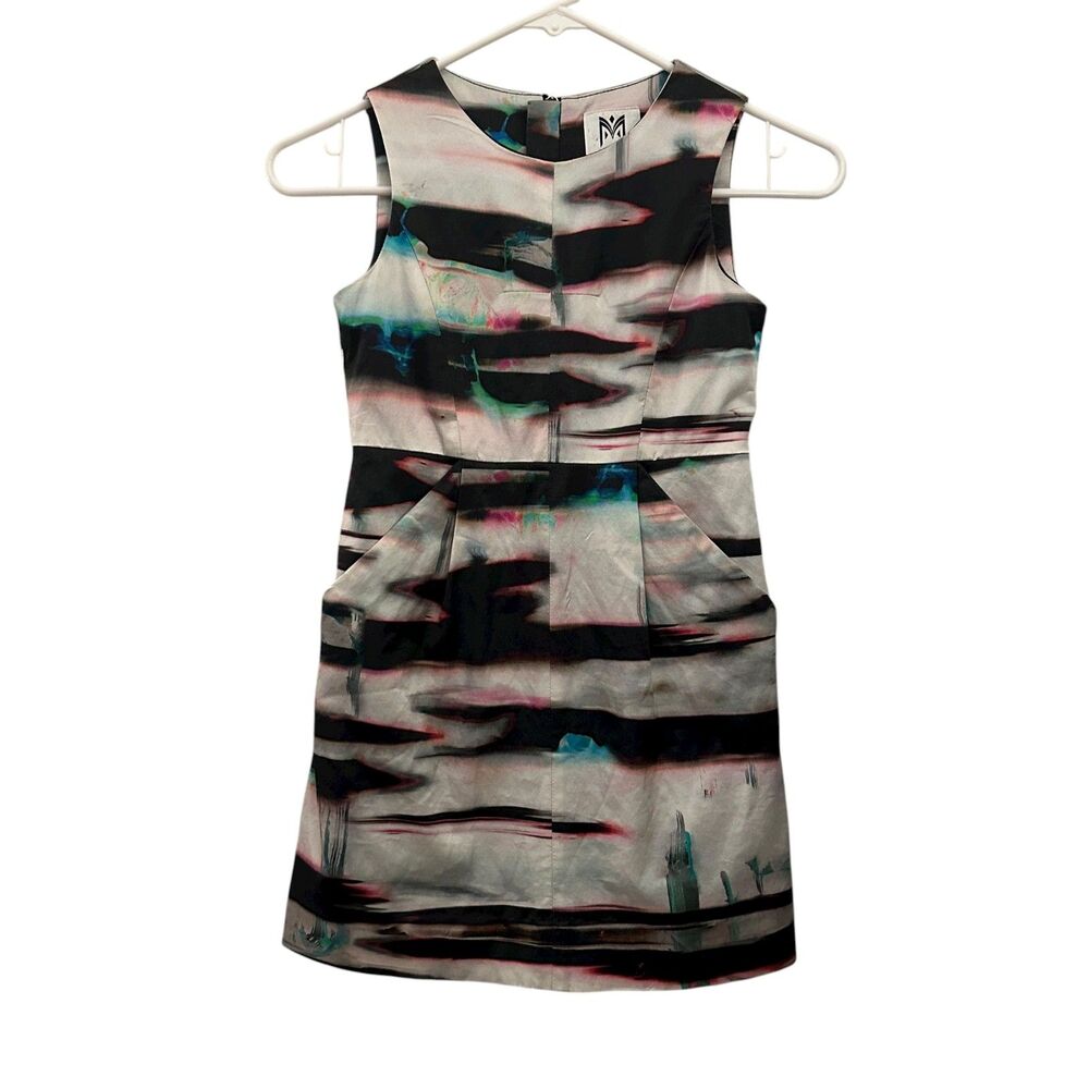 Milly Minis Girls Beige, Black & Pink Sleeveless Zip Back Shift Dress‎ Pockets 8